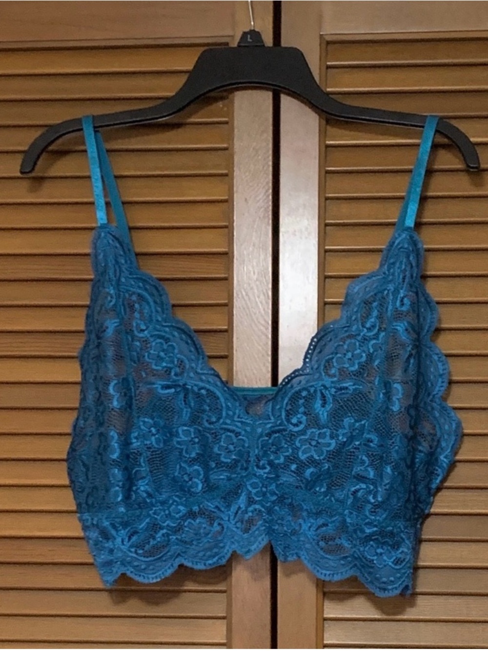 Semi Sheer Blue Lace Bralette Wire Free 3X